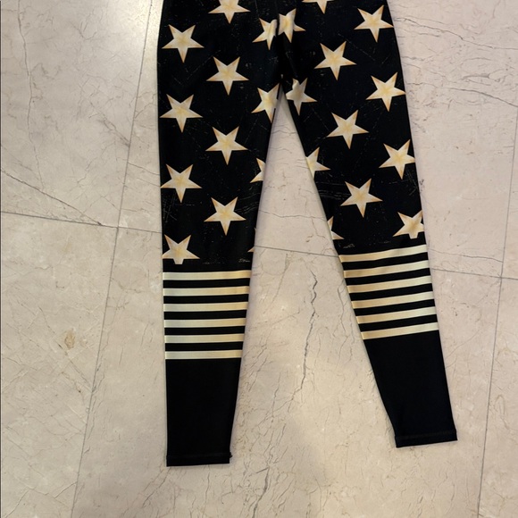 Shape Up Black Leggings with Star and Stripe Design - Picture 4 of 12